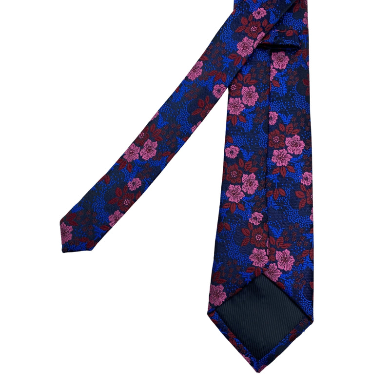 Shades of Pink Blue Floral Pattern Silk Men's Tie