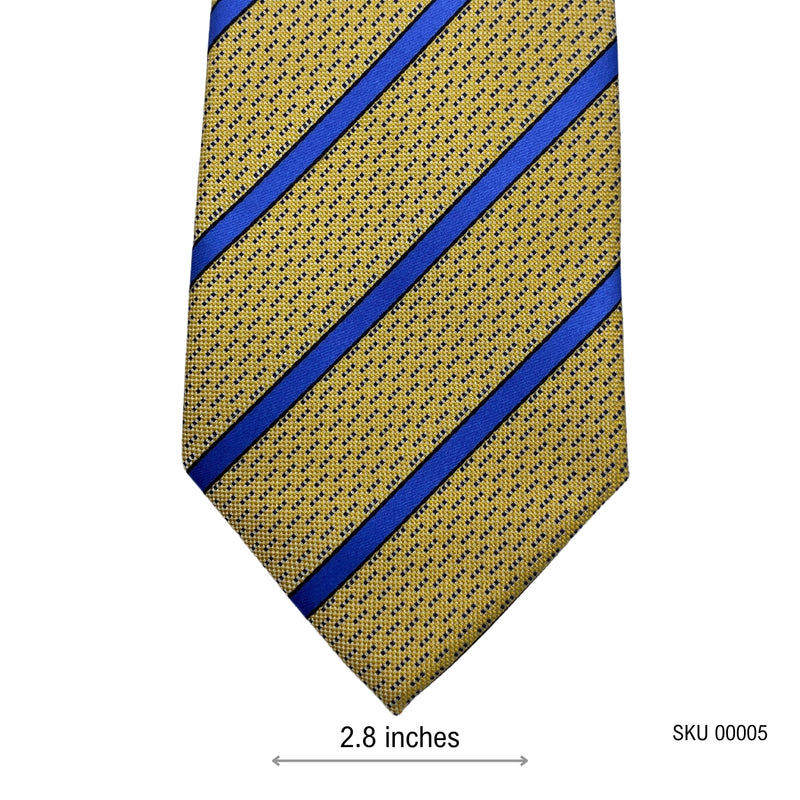 St. Bernard Yellow Men's Tie with Blue Stripes