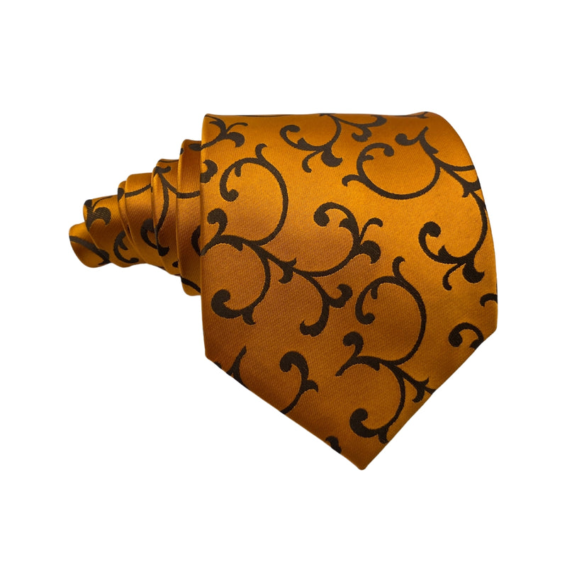 New Fashion Orange Plain Floral Men's Tie By Kai Long