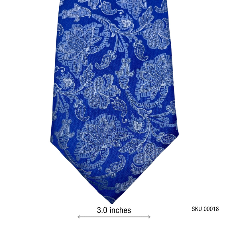 Bright Blue Floral Pattern Men's Tie by Greenwoods