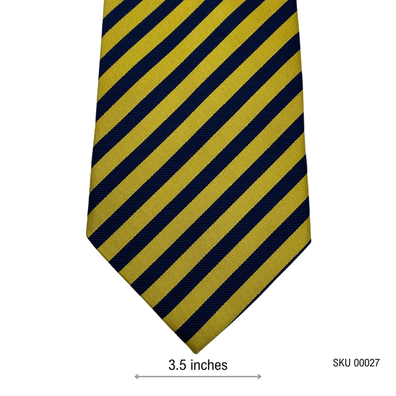 Hisdern Premium Gold Blue Stripes Men's Tie