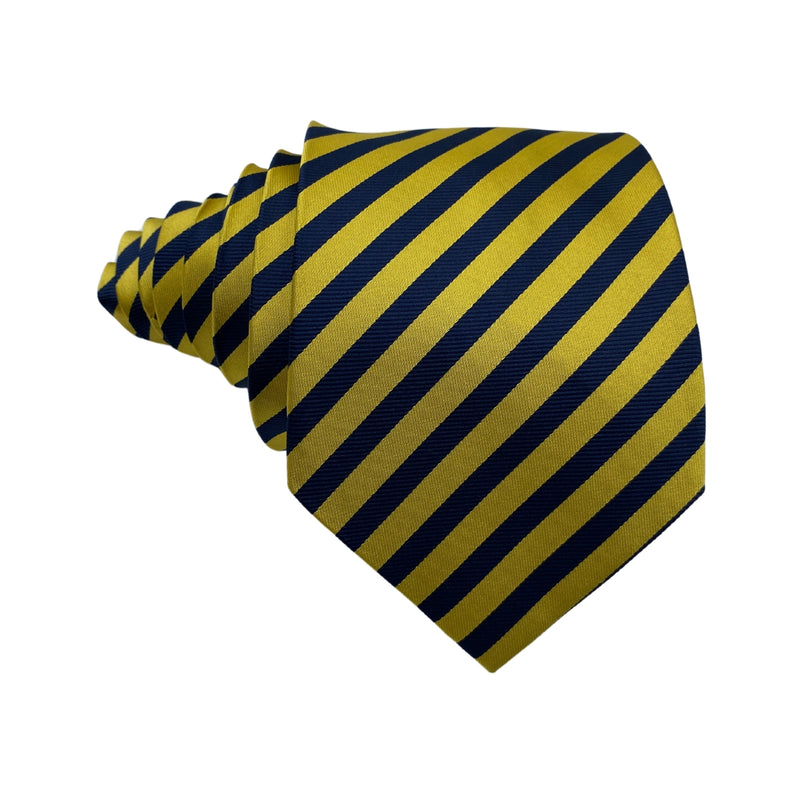 Hisdern Premium Gold Blue Stripes Men's Tie