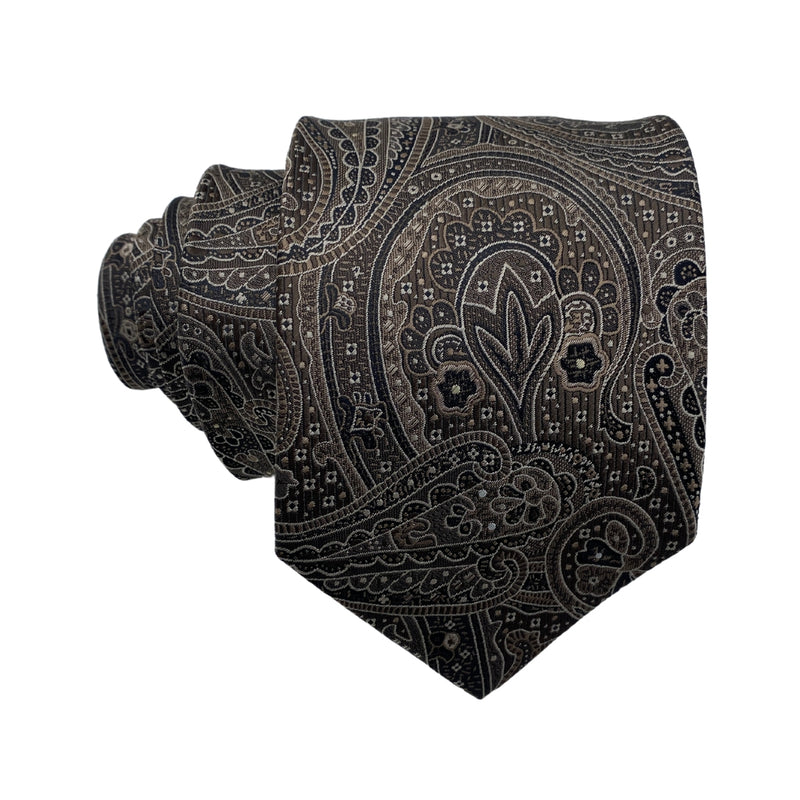 Cedar Wood State Brown Persian Inspired Paisley Pattern Men's Tie