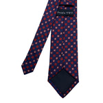 Double Two Beautiful Blue Men's Tie with Red Geometric Shapes