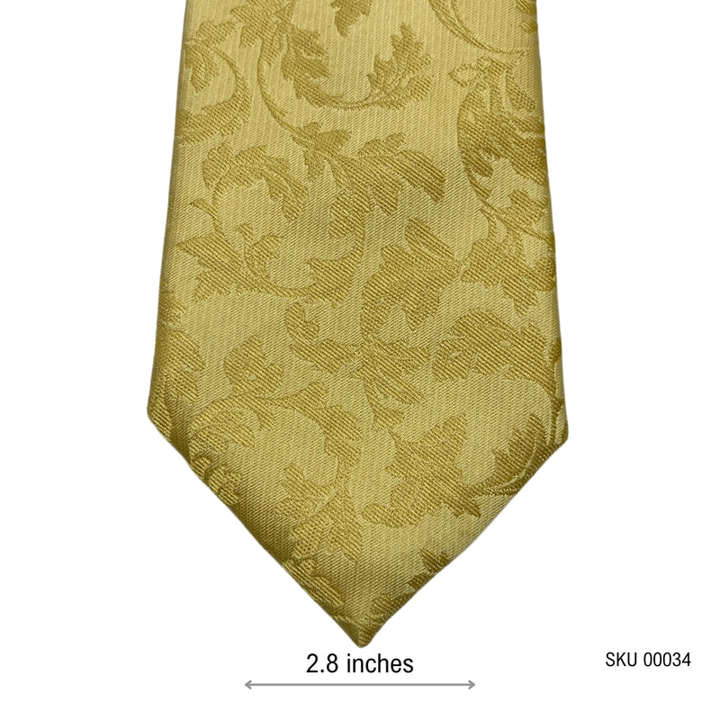 Fellini Royal Gold Floral Pattern Men's Tie