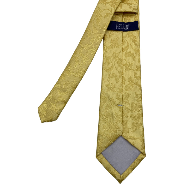 Fellini Royal Gold Floral Pattern Men's Tie