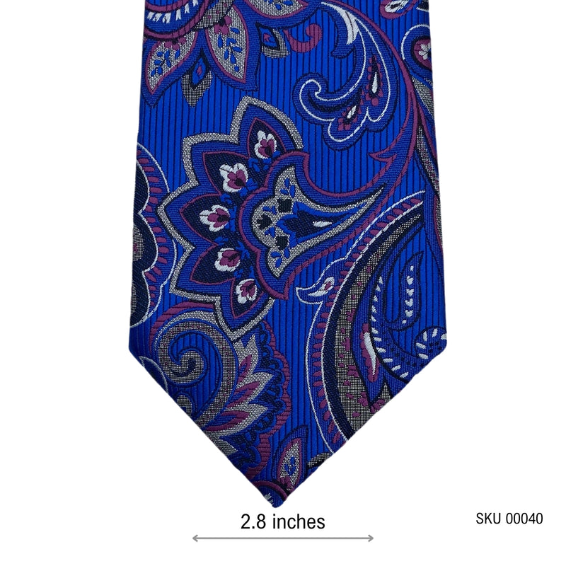 Modern Bright Blue Paisley Pattern Men's Tie by House Of Cavani