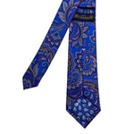 Modern Bright Blue Paisley Pattern Men's Tie by House Of Cavani