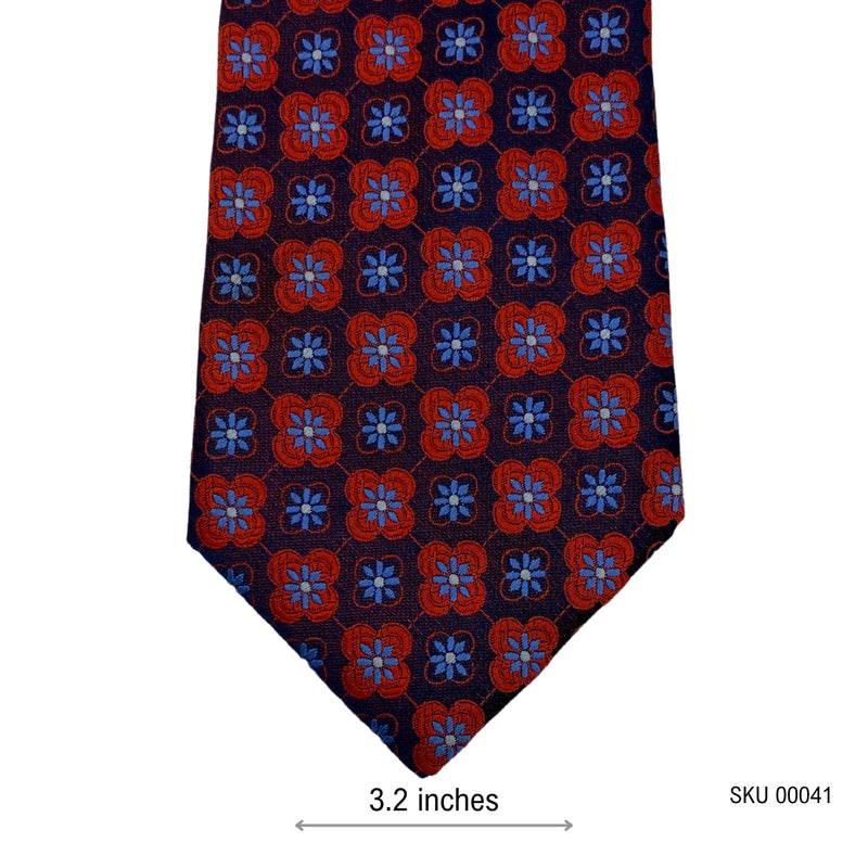 Red & Blue Geometric Pattern Men's Tie by Michelsons