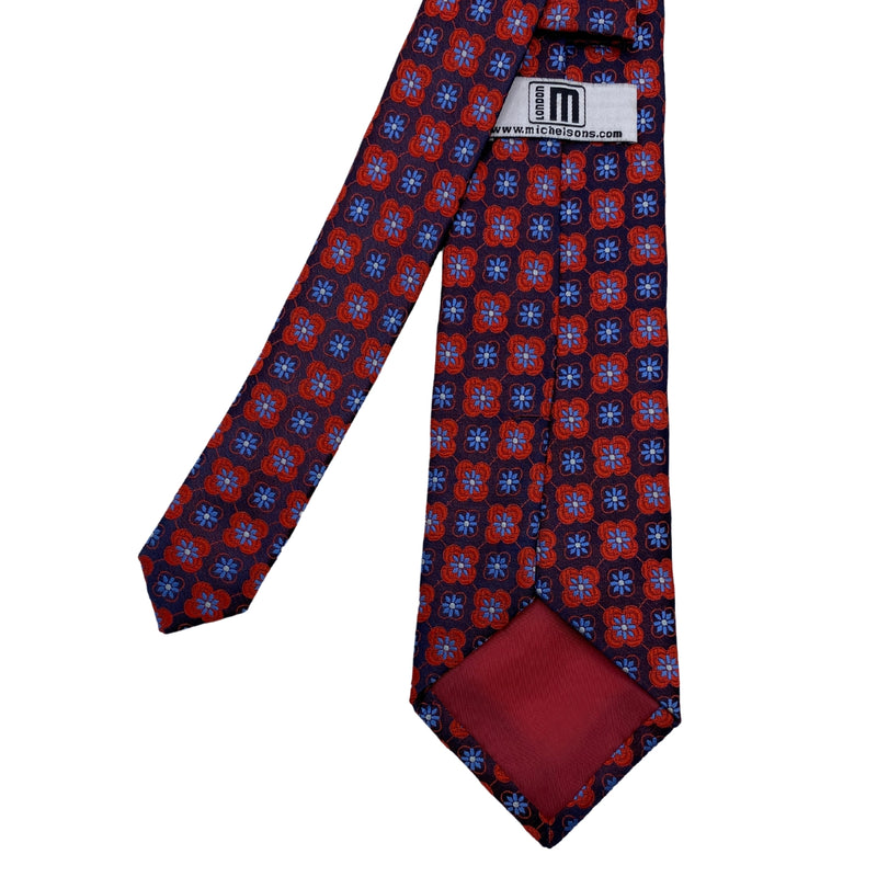 Red & Blue Geometric Pattern Men's Tie by Michelsons
