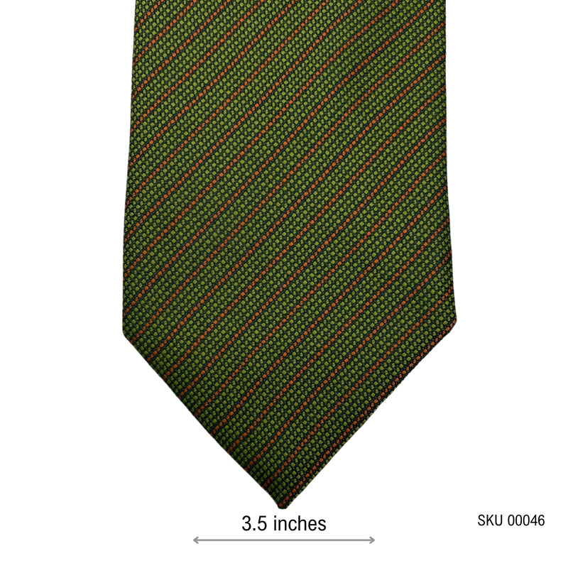 Tie Rack Self Textured Green Tie with Orange Stripes
