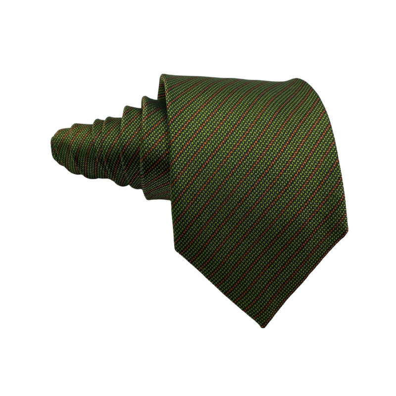 Tie Rack Self Textured Green Tie with Orange Stripes
