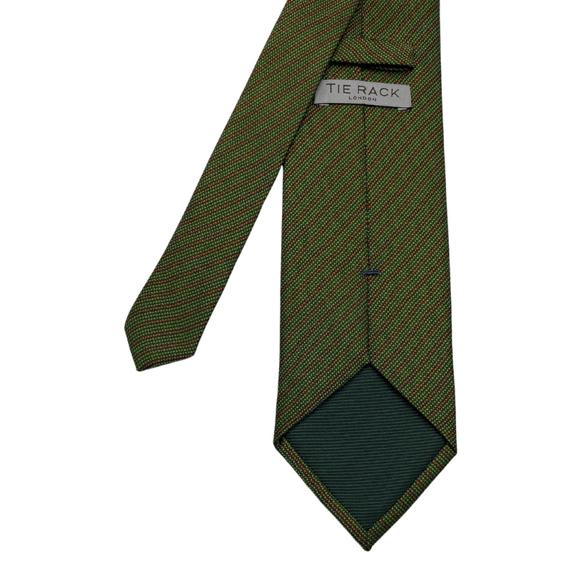 Tie Rack Self Textured Green Tie with Orange Stripes