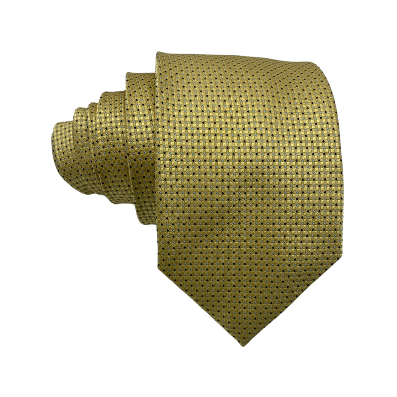 Self Textured Gold Geometric Mini Dots Men's Tie