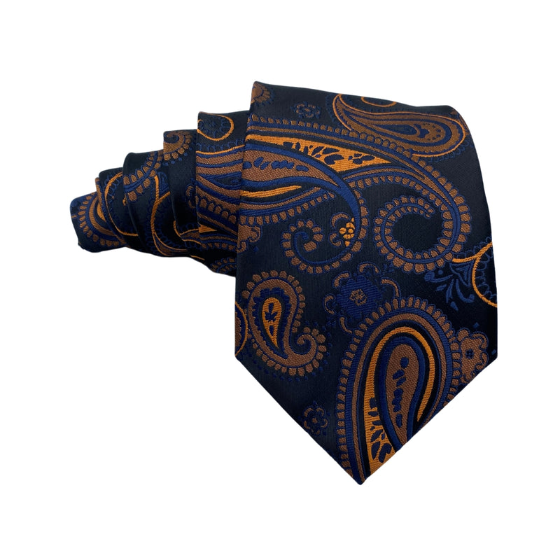 Hisdern Royal Orange Paisley Design Men's Tie
