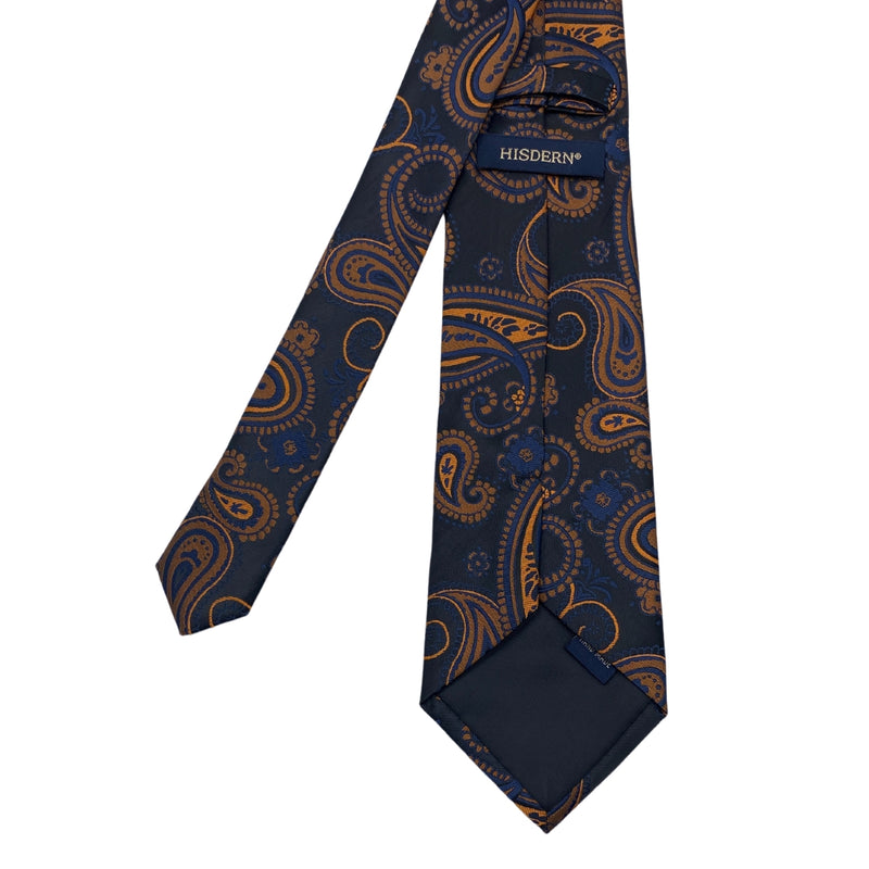 Hisdern Royal Orange Paisley Design Men's Tie