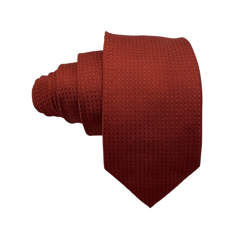 Modern Minimalist Dark Red Self Textured Men's Tie