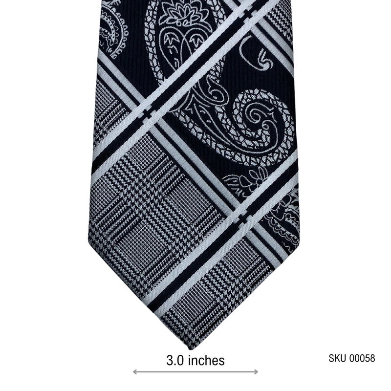 Statement Checkered Tie with Paisley Design