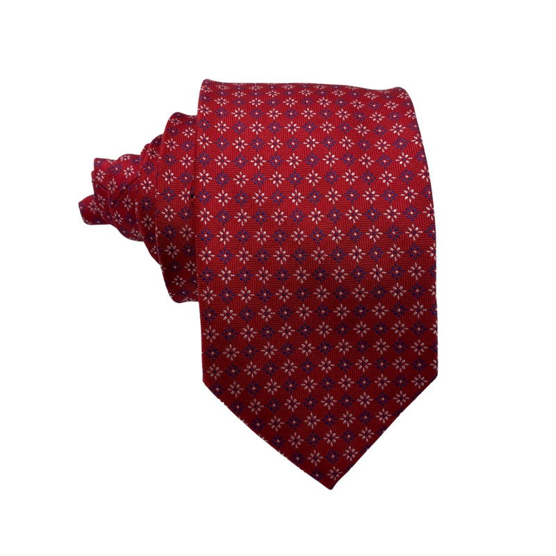 Cedar Wood State Red Mini Floral Pattern Men's Tie