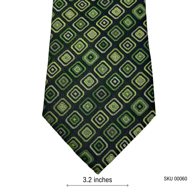 Folkespeare Shades of Green Stylish Geometric Pattern Men's Tie