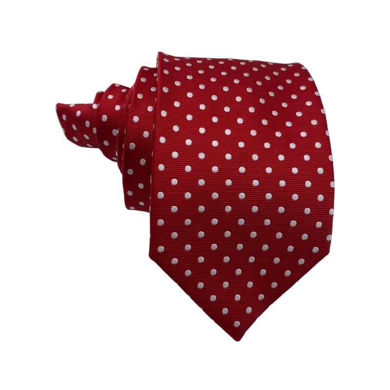 Dapper Red Men's Tie with White Dots by Thomas Nash