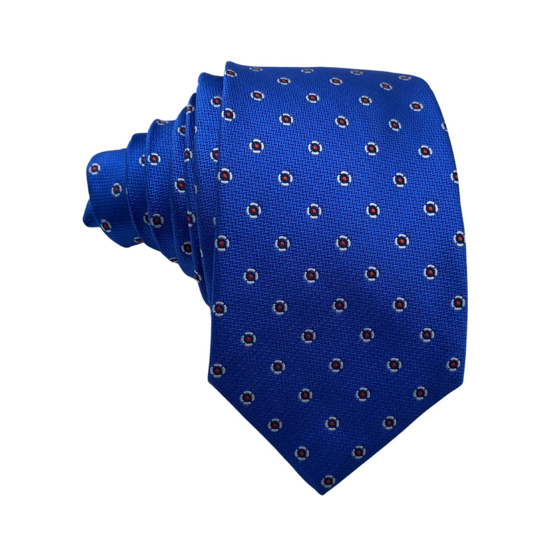 Vibrant Blue Mini Dotted Shapes Men's Tie by Charlton Gray