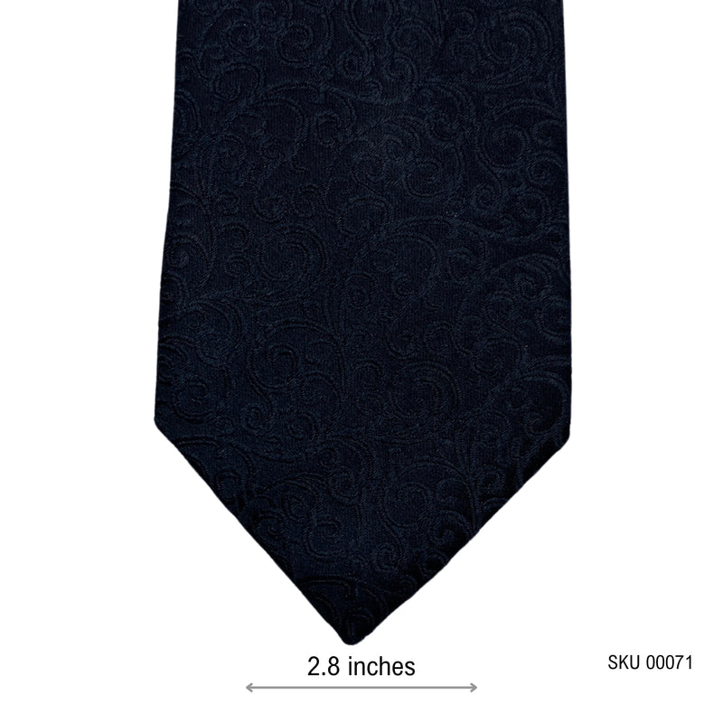 Embellished Self Textured Black Floral Design Men's Tie