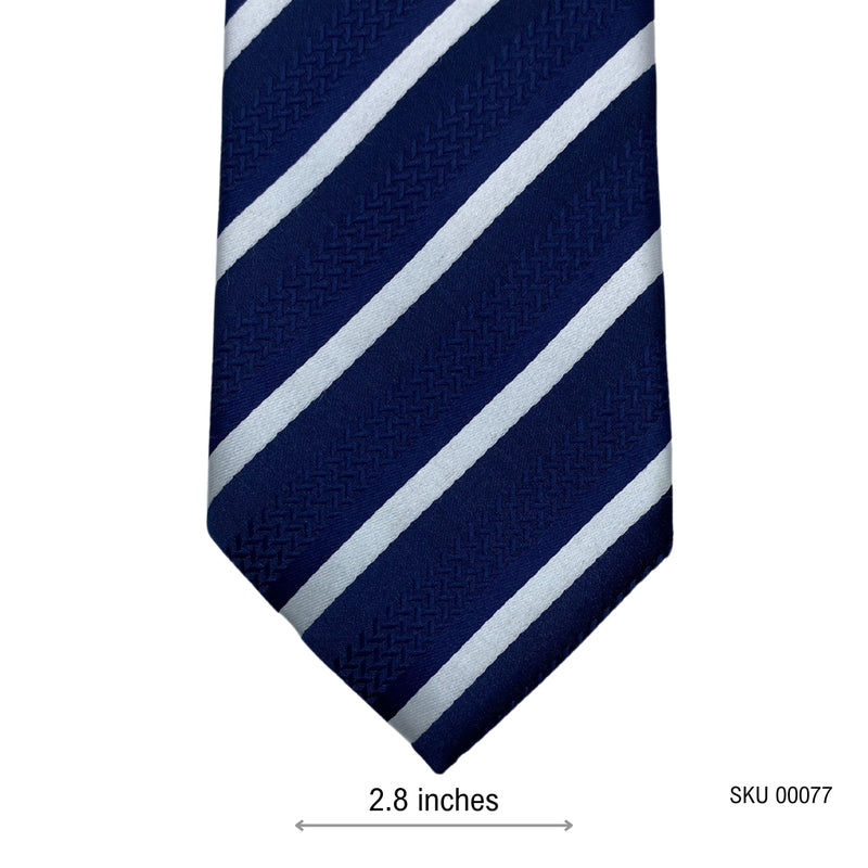 Premium Bold Blue with Silver Stripes Men's Tie by F&F