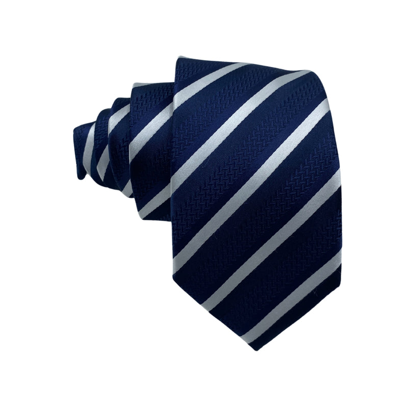 Premium Bold Blue with Silver Stripes Men's Tie by F&F