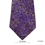 Butler And Webb Silk Purple Paisley Men's tie with Golden Stripes