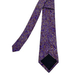 Butler And Webb Silk Purple Paisley Men's tie with Golden Stripes