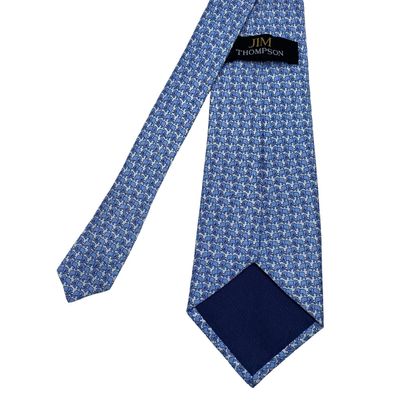 Jim Thompson Cool Blue Premium Silk Elephant Print Men's Tie