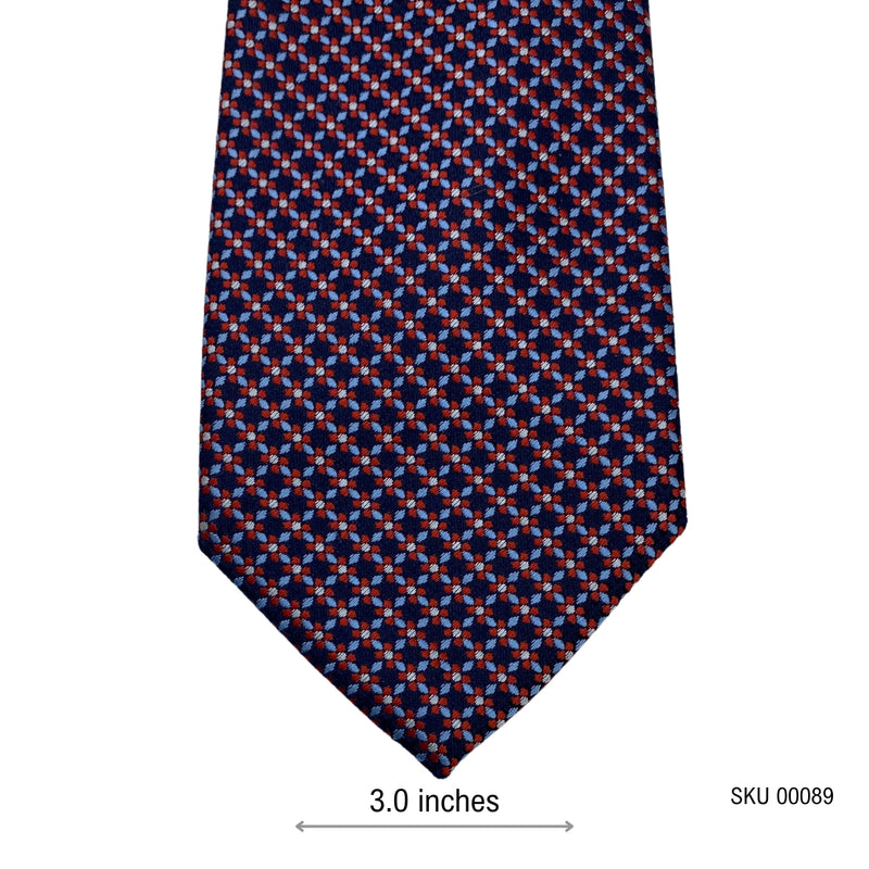 F&F Minimalist Red Blue Geometric Pattern Men's Tie