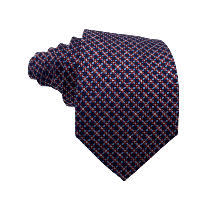 F&F Minimalist Red Blue Geometric Pattern Men's Tie