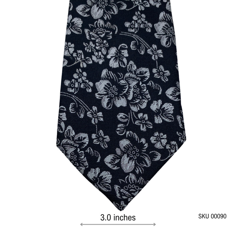 Taylor & Wright Black and White Rustic Floral Pattern Men's Tie