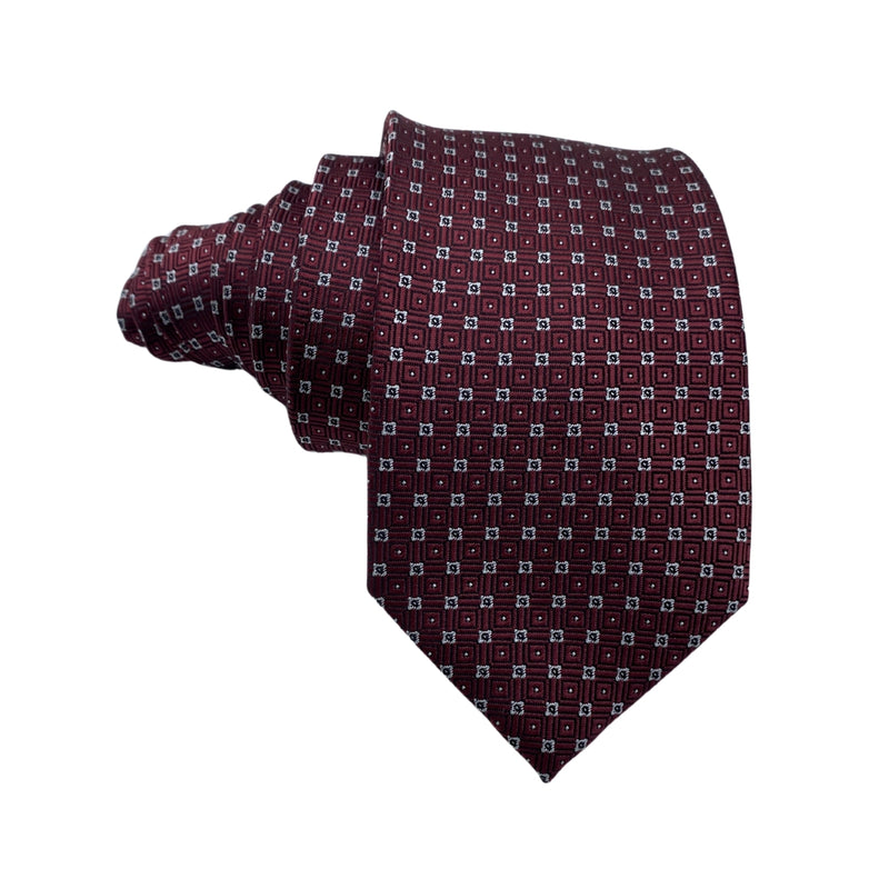 Exquisite Maroon Geometric Pattern Men's Tie by F&F