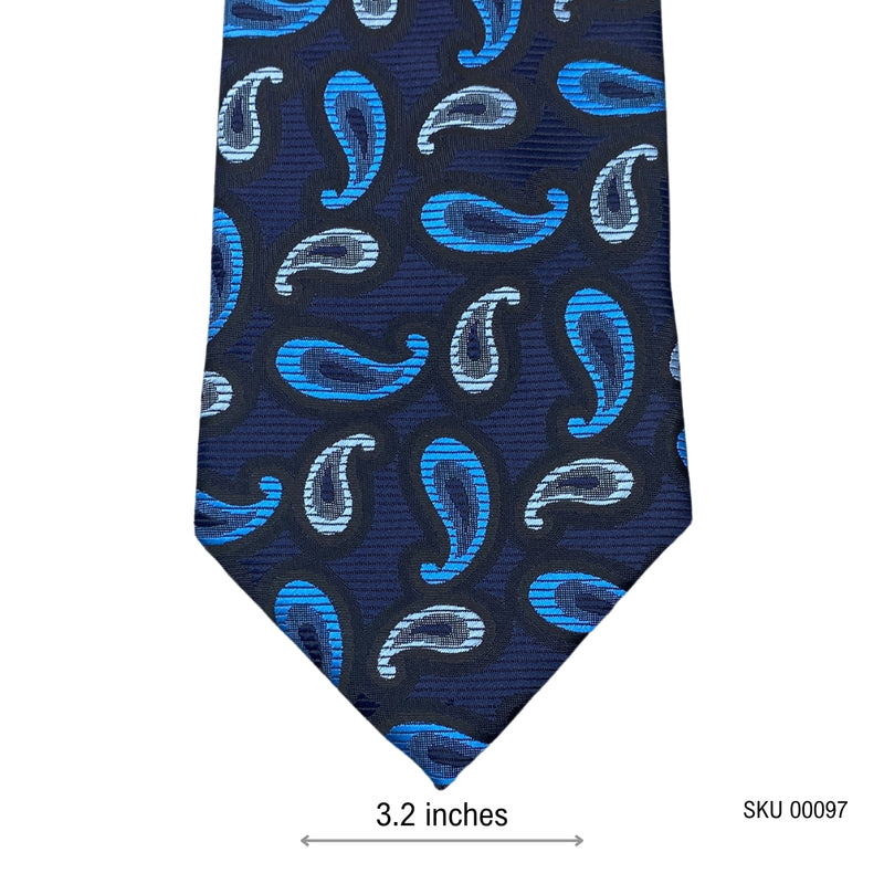 Luxurious Mild Blue Paisley Pattern Men's Tie by Charlton Gray