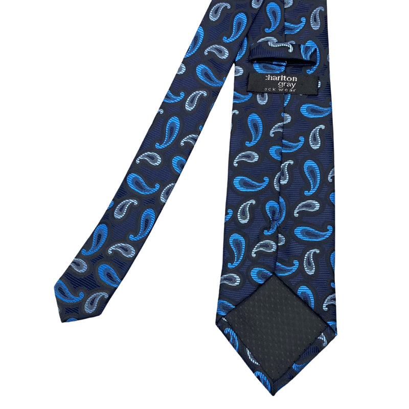 Luxurious Mild Blue Paisley Pattern Men's Tie by Charlton Gray