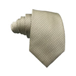 Cream Color Zig Zag Geometric Pattern Men's Tie by Racing Green