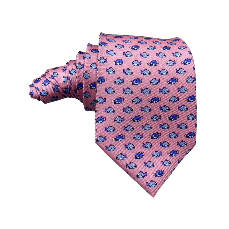 Mini Blue Fish Pink Men's Novelty Tie by Marks & Spencer