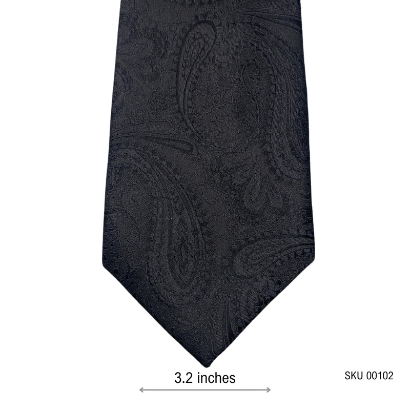Ben Sherman Black Silk Self Textured Paisley Pattern Men's Tie
