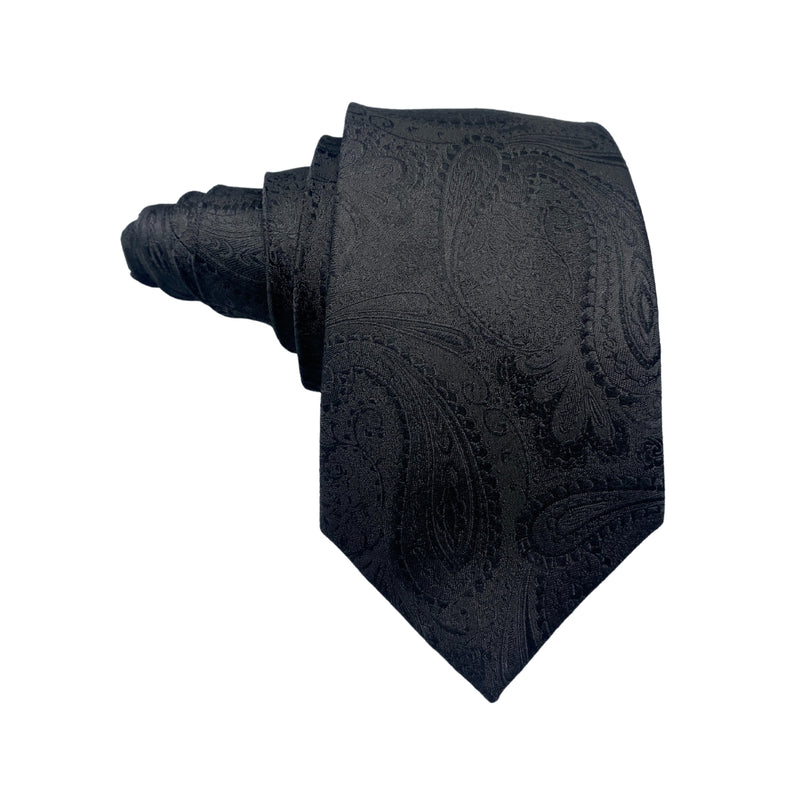 Ben Sherman Black Silk Self Textured Paisley Pattern Men's Tie