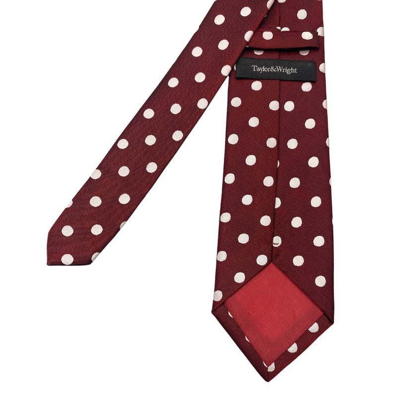 Dark Red Light Polka Dots Men's Tie by Taylor & Wright