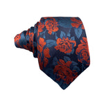 Duchamp Epic Silk Orange Blue Floral Pattern Men's Tie