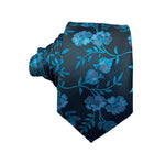 Modern Neon Blue Floral Pattern Men's Tie