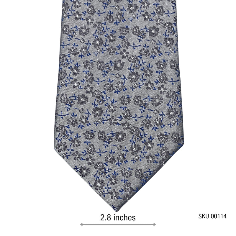 F&F Light Gray Floral Pattern Men's Tie