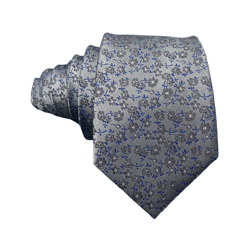 F&F Light Gray Floral Pattern Men's Tie
