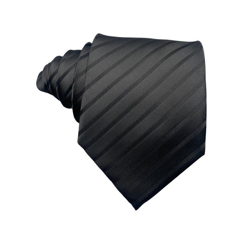 George Self Textured Black Stripes Men's Tie