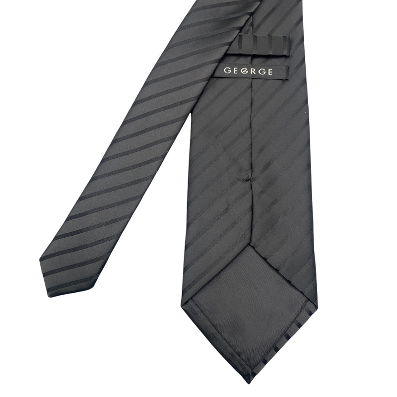 George Self Textured Black Stripes Men's Tie