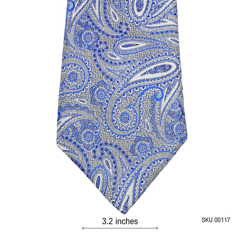 Hudson Room Refined Silk Blue Paisley Pattern Men's Tie